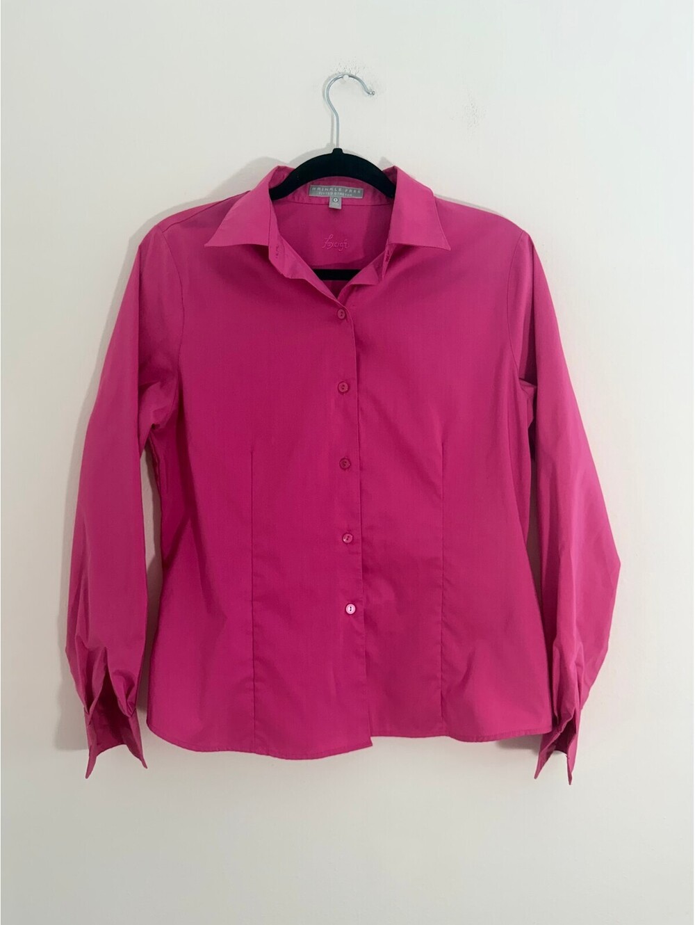 Foxcroft Wrinkle Free Fitted Stretch Pink Button Front Shirt Women's Size 8